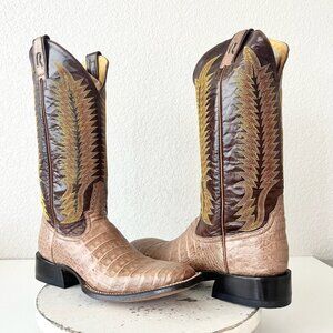 NEW Rod Patrick Mens Cowboy Boots 9.5B Brown Caiman Belly Western Square Toe